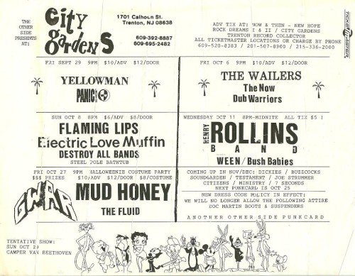 1989-10-11: City Gardens, Trenton, NJ, USA