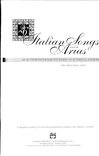 26 Italian Songs and Arias