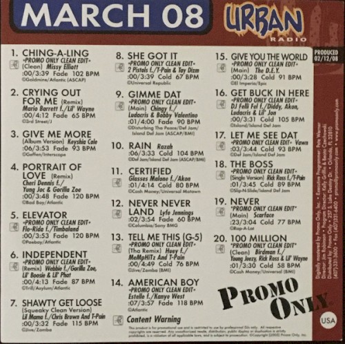 Promo Only: Urban Radio, March 2008
