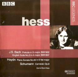 Bach: Prelude in G major, BWV 902 / English Suite no. 2 in A major, BWV 807 / Haydn: Piano Sonata no. 62 in E-flat major / Schumann: Carnaval, op. 9