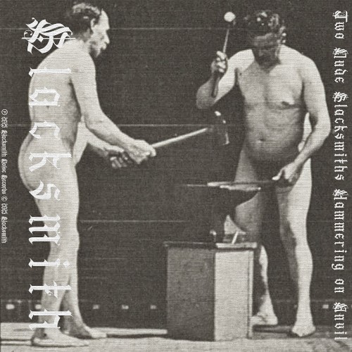 Two Nude Blacksmiths Hammering on Anvil