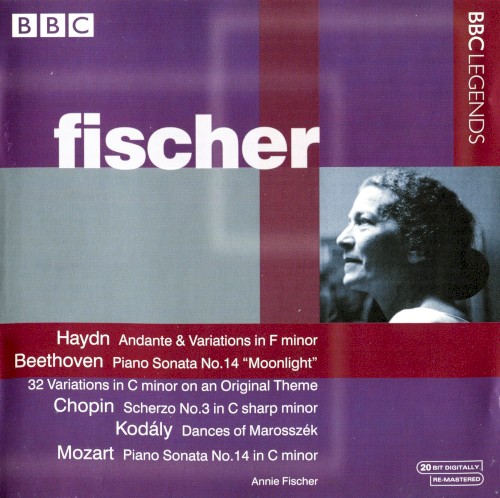 Haydn: Andante & Variations in F minor / Beethoven: Piano Sonata no. 14 "Moonlight", 32 Variations in C minor / Chopin: Scherzo no. 3 in C-sharp minor / Kodály: Dances of Marosszék / Mozart; Piano Sonata no. 14 in C minor