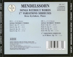 Songs without Words / 17 Variations Sérieuses