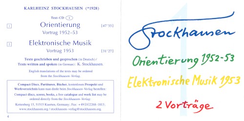 Orientierung 1952–53 / Elektronische Musik 1953: 2 Vorträge