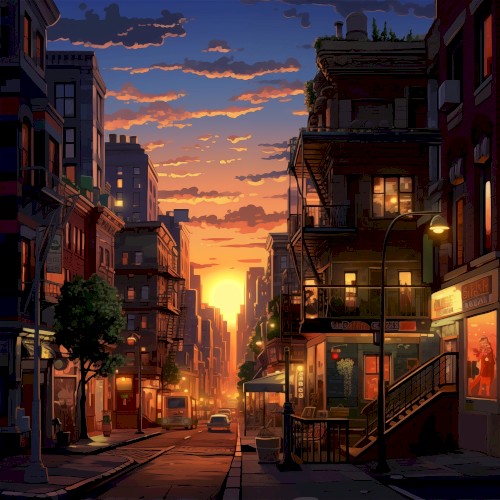 Sunset on a City Street