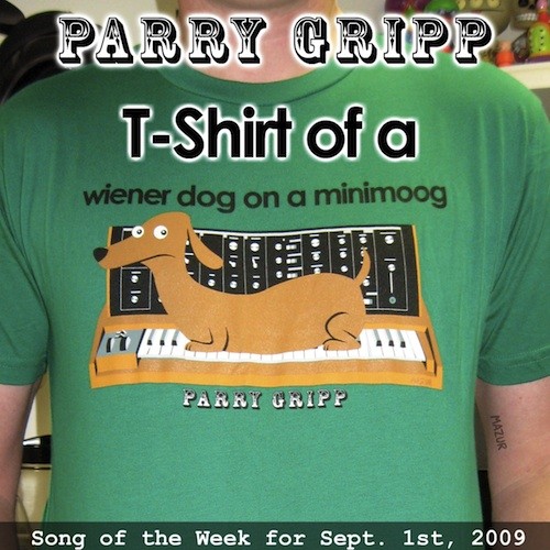 T-Shirt of a Wiener Dog on a Minimoog
