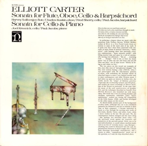 Elliott Carter: Sonata for Flute, Oboe, Cello & Harpsichord / Sonata for Cello & Piano