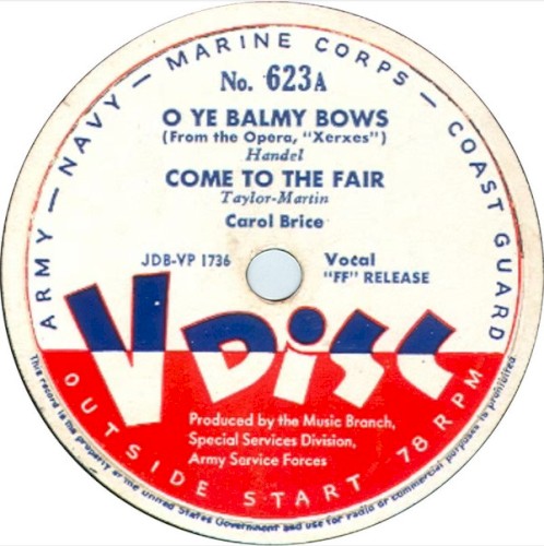 O Ye Balmy Bows / Come to the Fair / Addio alla madre
