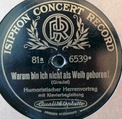 Warum bin ich nicht als Weib geboren! / Das Leben ist nur im Suff zu ertragen
