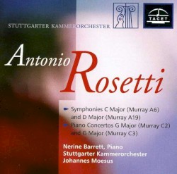 Symphonies C major (Murray A6) and D major (Murray A19) / Piano Concertos G major (Murray C2) and G major (Murray C3)