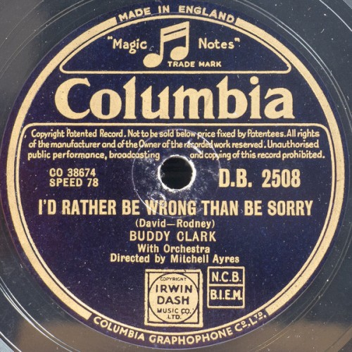 I'd Rather Be Wrong Than Sorry / Powder Your Face With Sunshine (Smile! Smile! Smile!)