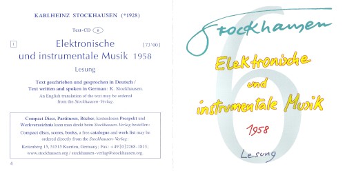 Elektronische und instrumentale Musik 1958: Lesung