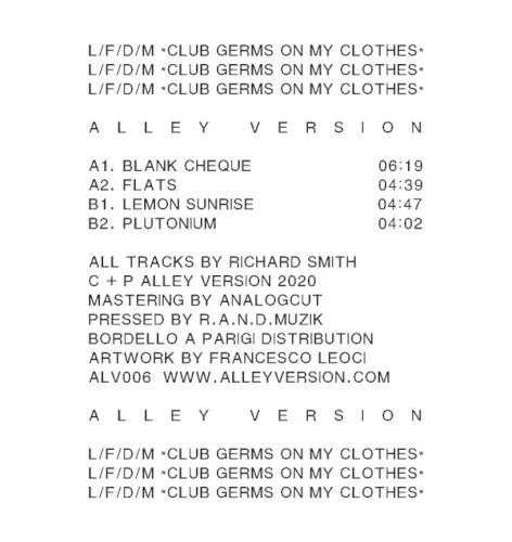 *Club Germs On My Clothes*