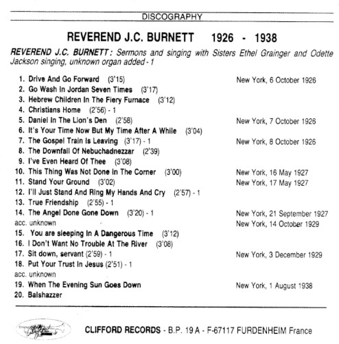 Reverend J. C. Burnett 1926 - 1938
