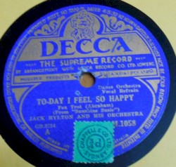 To-Day I Feel So Happy / My Heart Is Bluer Than Your Eyes Cherie