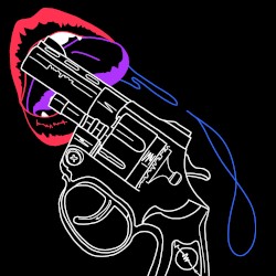 銃口をこちらに向けて