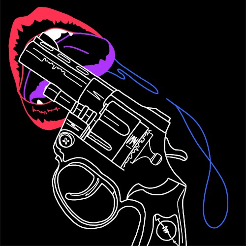 銃口をこちらに向けて