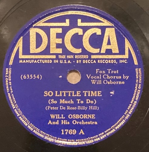 So Little Time / Let Me Borrow an Hour of To-Morrow