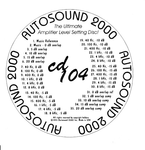 The Ultimate Amplifier Level Setting Disc!