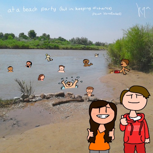 at a beach party (but im keeping distance)