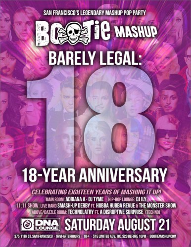 DNA Lounge: Bootie Mashup: Barely Legal - 18-Year Anniversary