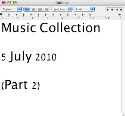 Music Collection 5 July 2010