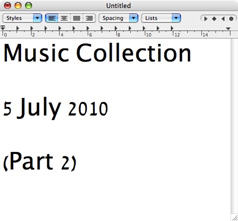 Music Collection 5 July 2010