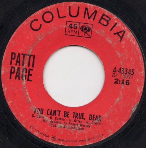 You Can’t Be True, Dear / Who’s Gonna Shoe My Pretty Little Feet
