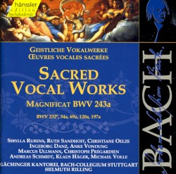 Sacred Vocal Works: Magnificat in E‐Flat Major, BWV 243a / BWV 232ᴵᴵ, 34a, 69a, 120a, 197a