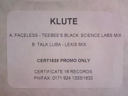 Faceless (Teebee's Black Science Labs Mix) / Talk Luba (Lexis Mix)