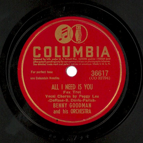 All I Need Is You / On the Sunny Side of the Street