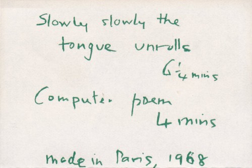Slowly Slowly the Tongue Unrolls / Computer Poem