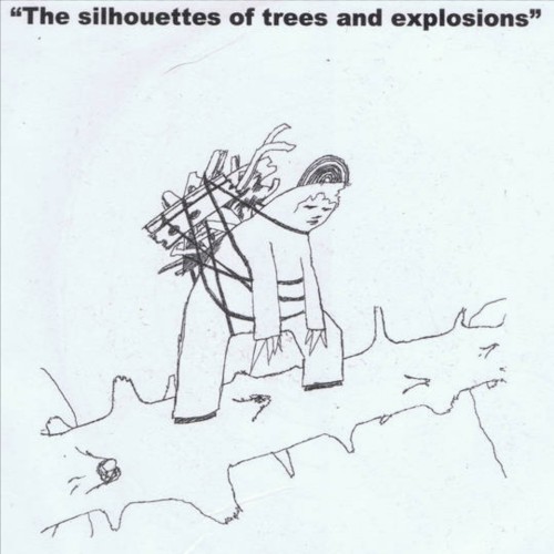 the silhouettes of trees and explosions