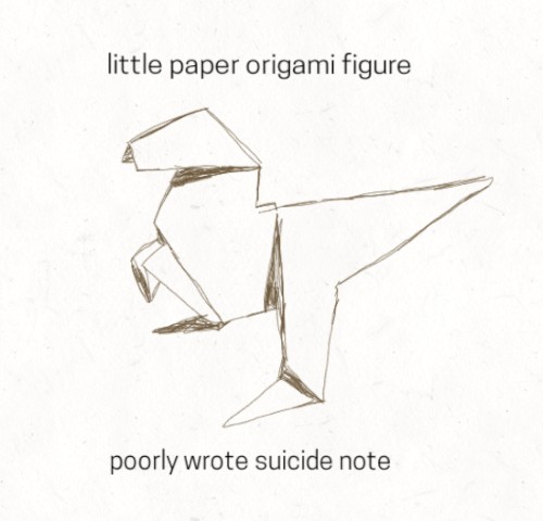 split w/ little paper, origami figure,