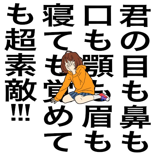 君の目も鼻も口も顎も眉も寝ても覚めても超素敵!!!