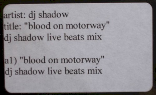 Blood on the Motorway (DJ Shadow live Beats mix)