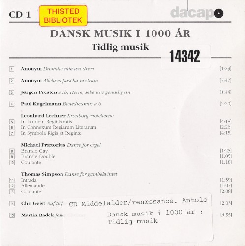 Dansk musik i 1000 år – Tidlig musik