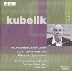 The Otto Klemperer Memorial Concert: Mozart: Masonic Funeral Music / Beethoven: Symphony no. 9