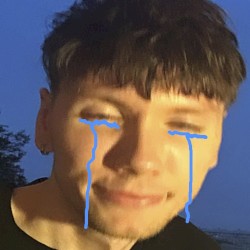 В синем