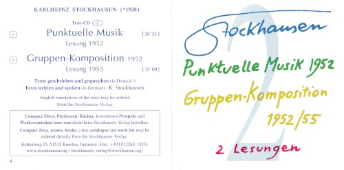 Punktuelle Musik 1952 / Gruppen-Komposition 1952/55: 2 Lesungen
