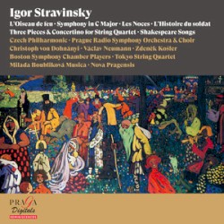 The Firebird, Symphony in C Major, The Wedding, L’Histoire du soldat, Three Pieces & Concertino for String Quartet, Shakespeare Songs