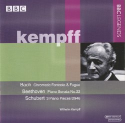 Bach: Chromatic Fantasia & Fugue / Beethoven: Piano Sonata no. 22 / Schubert: 3 Piano Pieces, D946