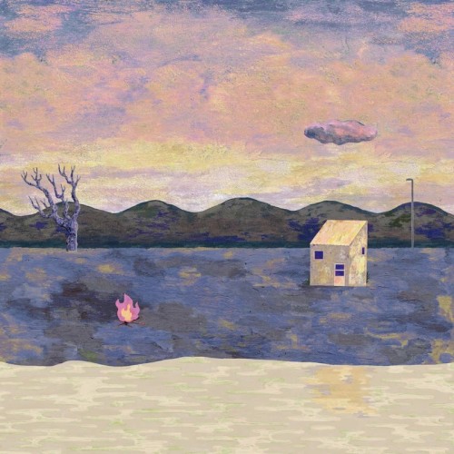 黄色的房子映照清晨的天空 (Yellow House, Pink Blue Sky)