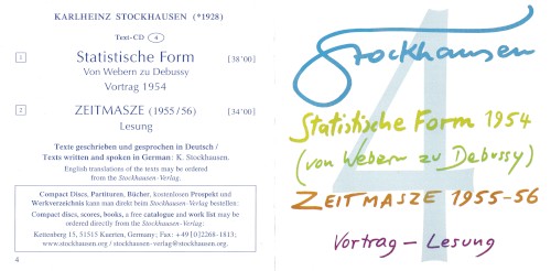 Statische Form 1954 (von Weber zu Debussy) / ZEITMASZE 1955–56: Vortrag – Lesung