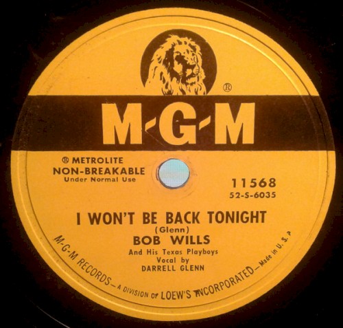 I Won't Be Back Tonight / B. Bowman Hop