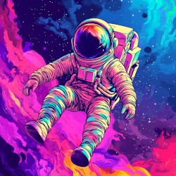 Astronaut wanders in space
