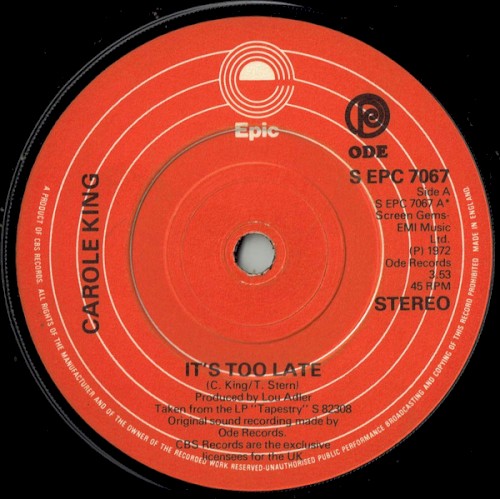 It’s Too Late / You’ve Got a Friend